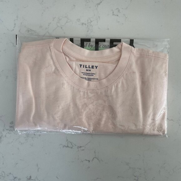 Tilley SS Casual Boyfriend Cut 100% Organic Cotton Tee Shirt Pink/Rose Sz M NIB - Picture 2 of 8